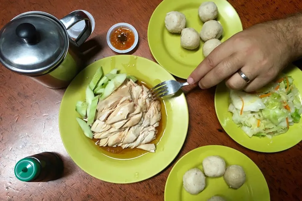 Chicken and Rice Balls in Malacca Malaysia