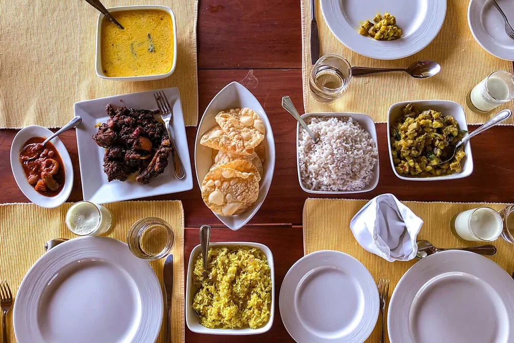 Selection of local dishes for dinner at Windermere River House, Neriamangalam - #kerala #india