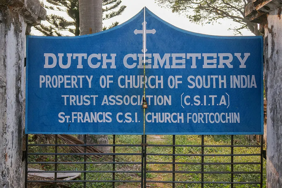 The Dutch Cemetery in Kochi is normally closed, but it can be open on request