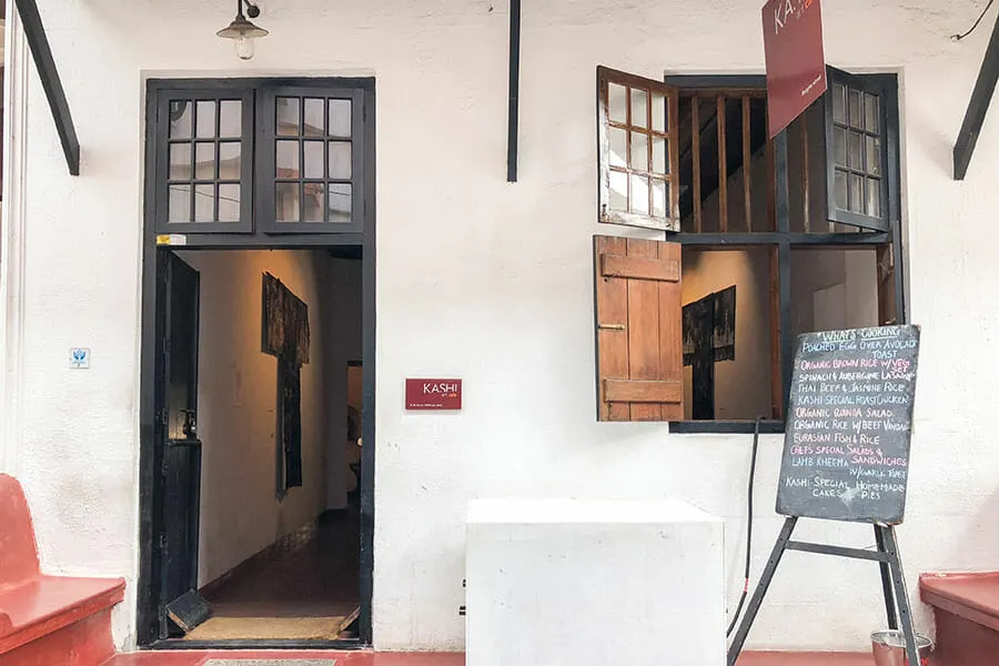 The entrance to the Kashi Art Cafe in Kochi, which is also a gallery