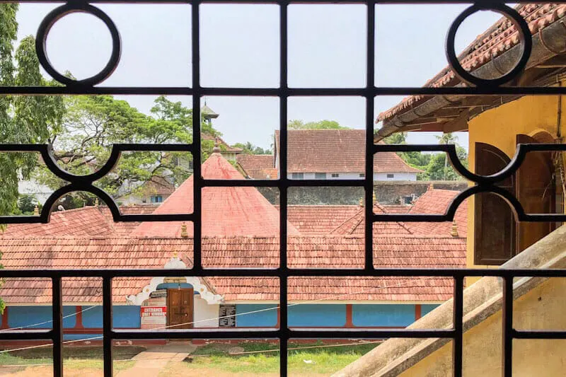 Looking out from Mattancherry Palace or Dutch Palace in Kochi