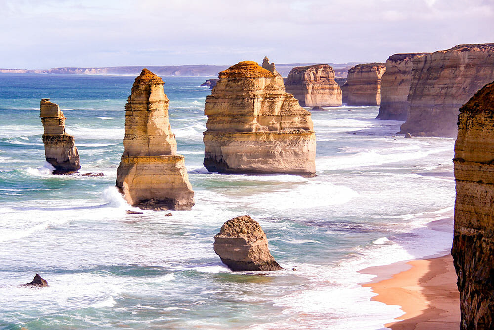 Stacks of rocks in the sea along the Great Ocean Road, to add to your road trip bucket list