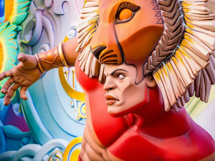 Falla sculpture depicting a character from the Lion King musical - Guide to Las Fallas Festival in Valencia, Spain