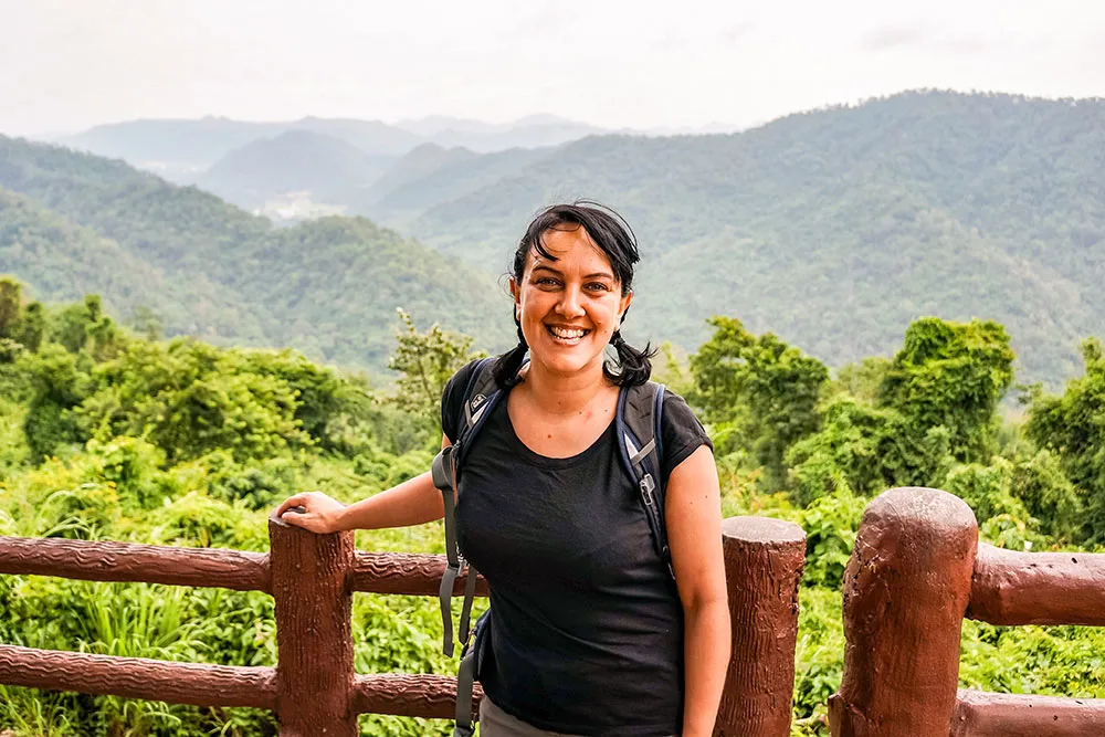 Me at a viewpoint in Khao Yai National Park, one of the top Khao Yai attractions in Thailand
