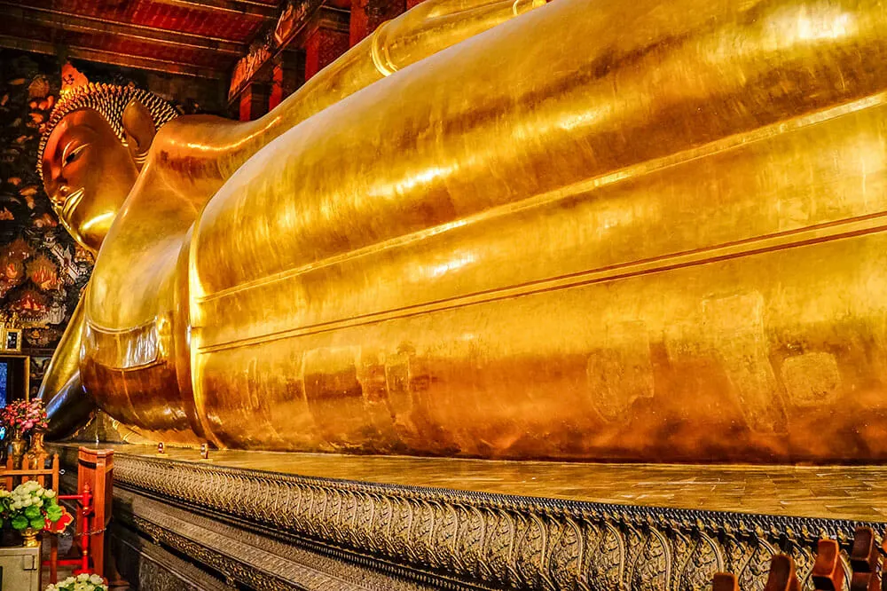 The giant golden Reclining Buddha at Wat Pho, one of the 10 best things to do in Thailand